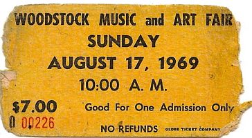 Ticket to Woodstock Music & Art Fair.